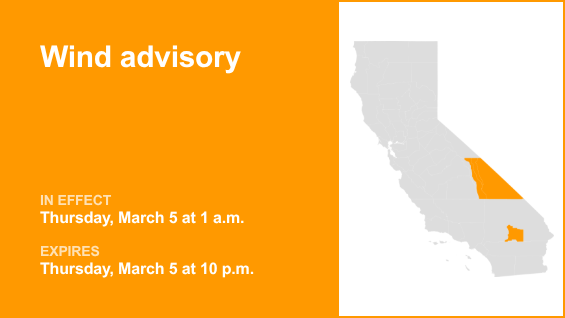 Strong Winds Expected in Southern California on Thursday Strong Winds Expected in Southern California on Thursday